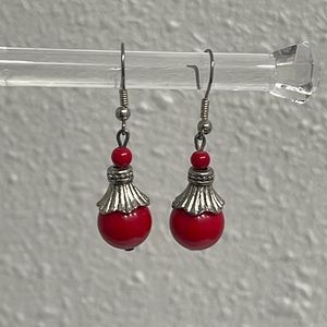 Red jade tibetian earrings